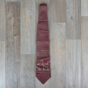 Emporio Armani‎ Men's Silk Necktie Made in Italy Floral Pattern Burgundy Career